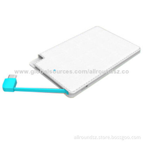 Super Slim/Lithium Polymer Power Bank for Samsung/iPad/iPhone with 2,600mAh, Output Current